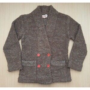 Vtg Gil Aimbez for Braefair Women's S Cardigan Wool Blend Brown Rainbow Specks